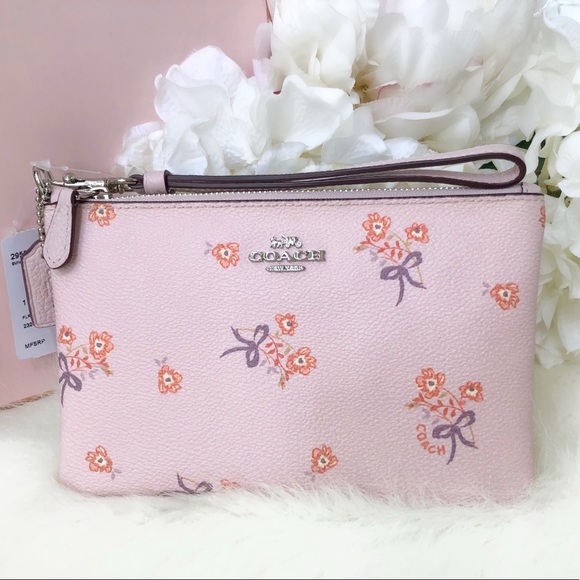 Coach Handbags - Coach NWT Pink Floral Bow Print Wristlet